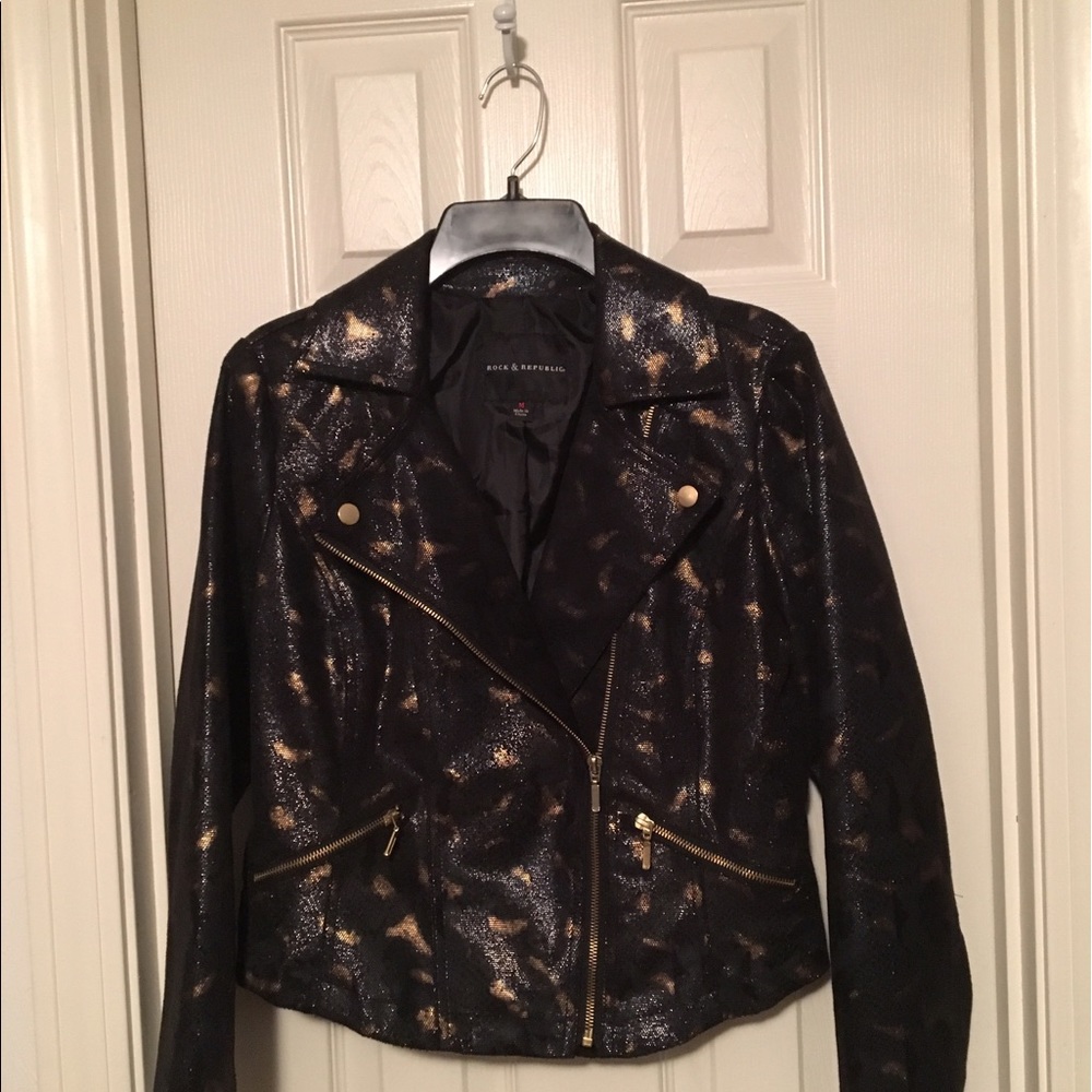 Moto jacket black/gold