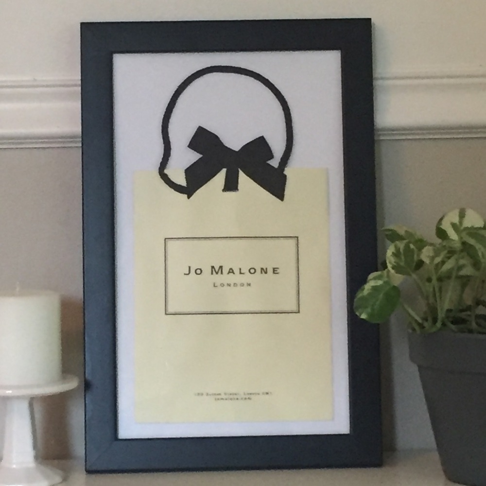 Authentic Jo Malone gift bag in frame