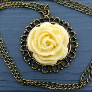 New yellow flower necklace, boho necklace