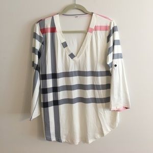 Creme Burberry-style long-sleeve