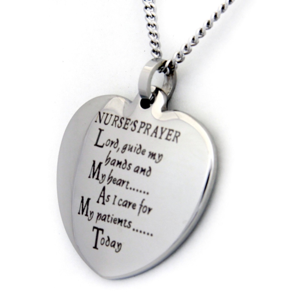 Nurse's Prayer Stainless Steel Heart Pendant NEW!