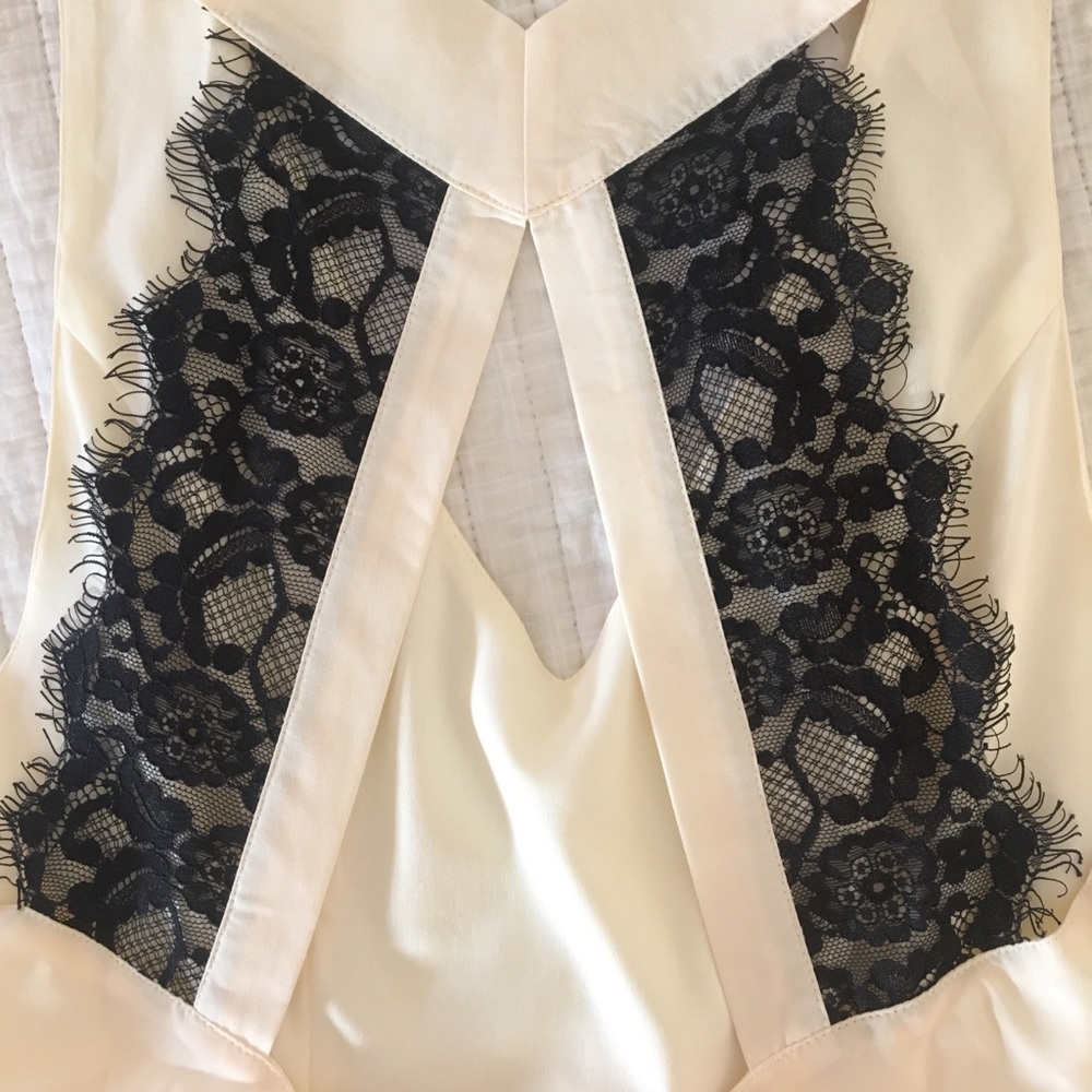 Tobi Cream Deep V Lace Back Skater Dress - Picture 5 of 6