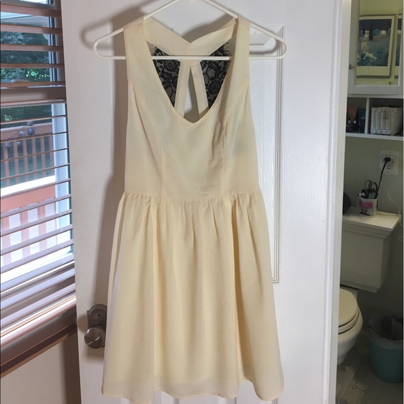 Tobi Cream Deep V Lace Back Skater Dress - Picture 3 of 6