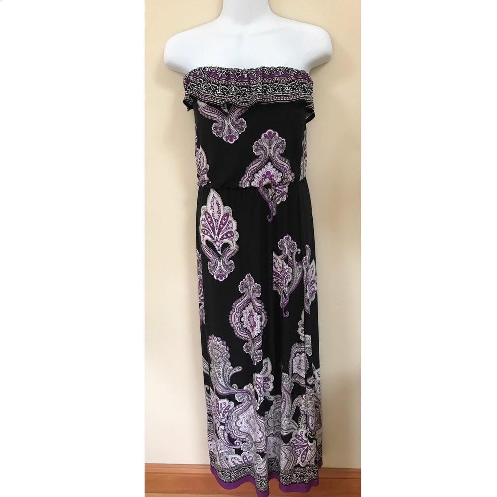 White House Black Market Paisley Bandeau Maxi Dres