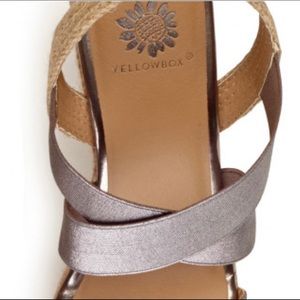 Yellow box link wedge sandal in gunmetal size 8