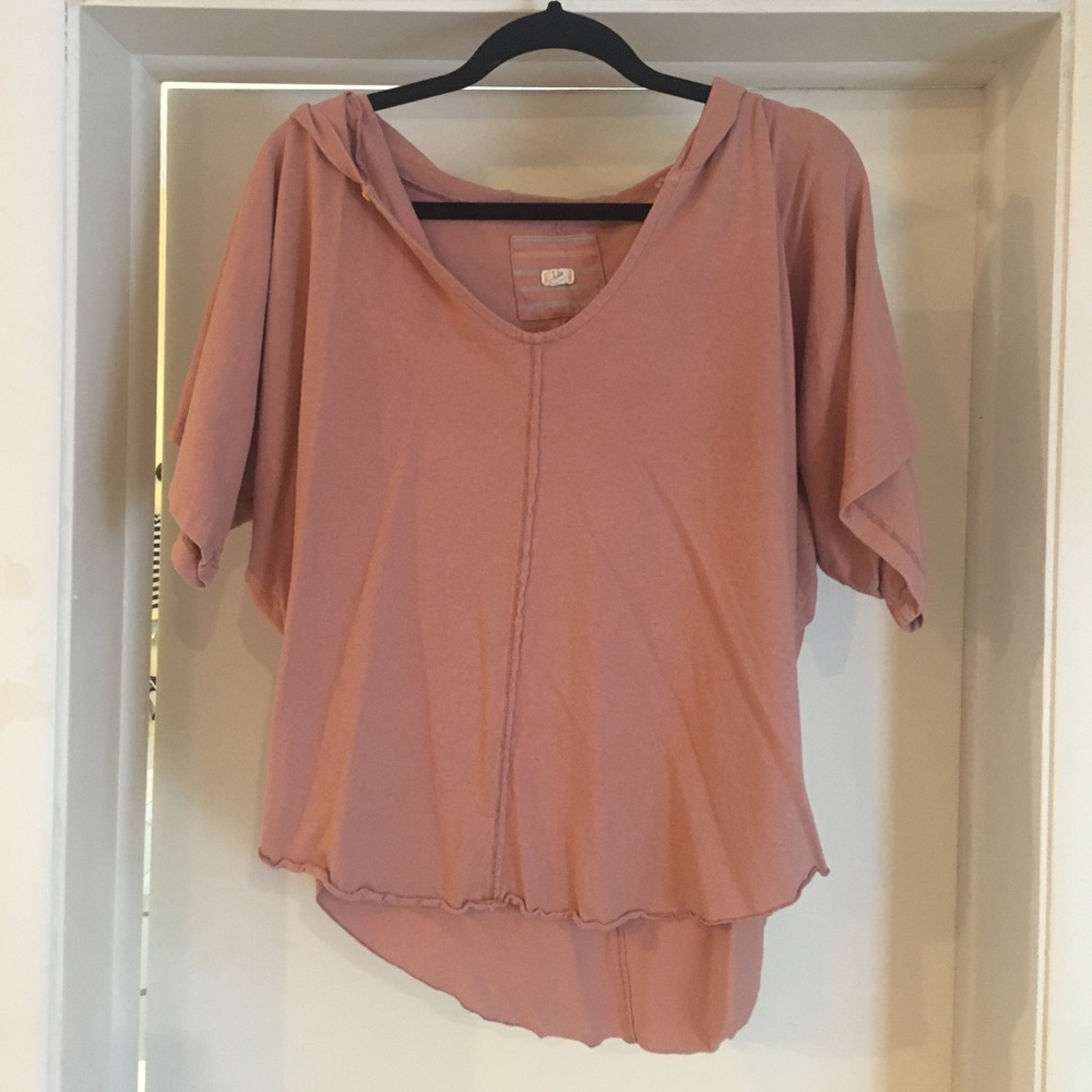 Anthropologie mauve hooded shirt