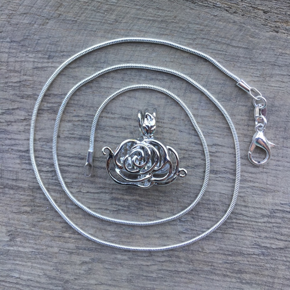 Rose Pearl Cage Necklace