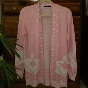 Pink cardigan with Aztec print