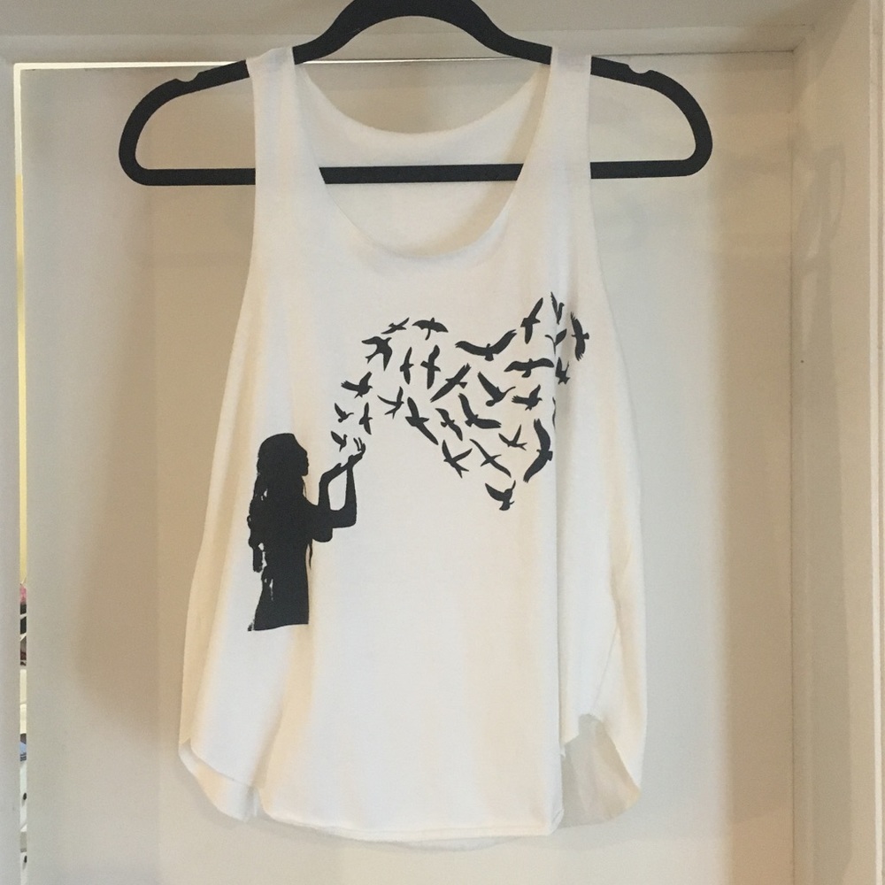 White tank top with heart graphic