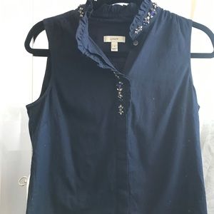 J Crew beaded high neck blouse! Like new!