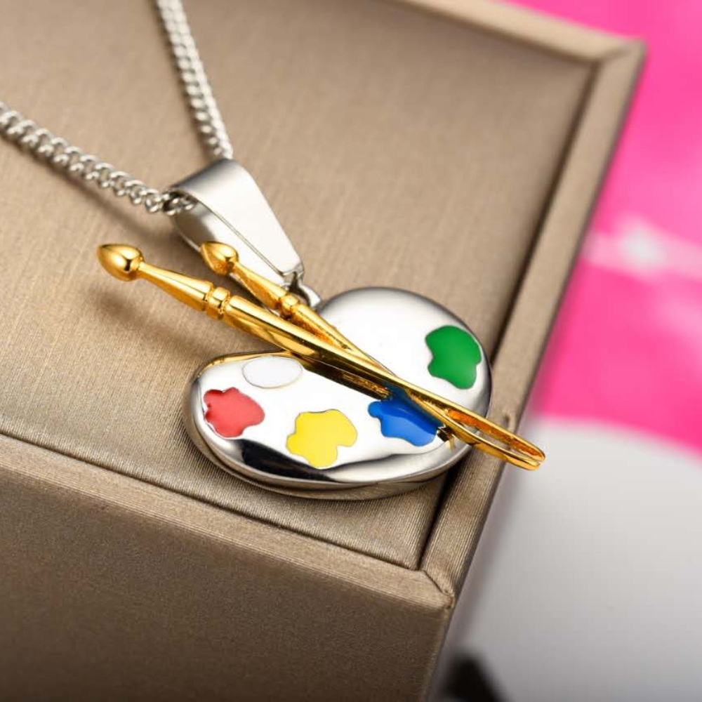 Painters Palette Stainless Steel Pendant Chain