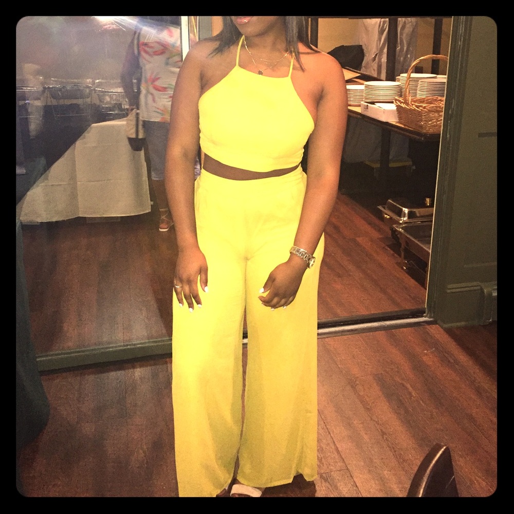 Yellow two piece suit