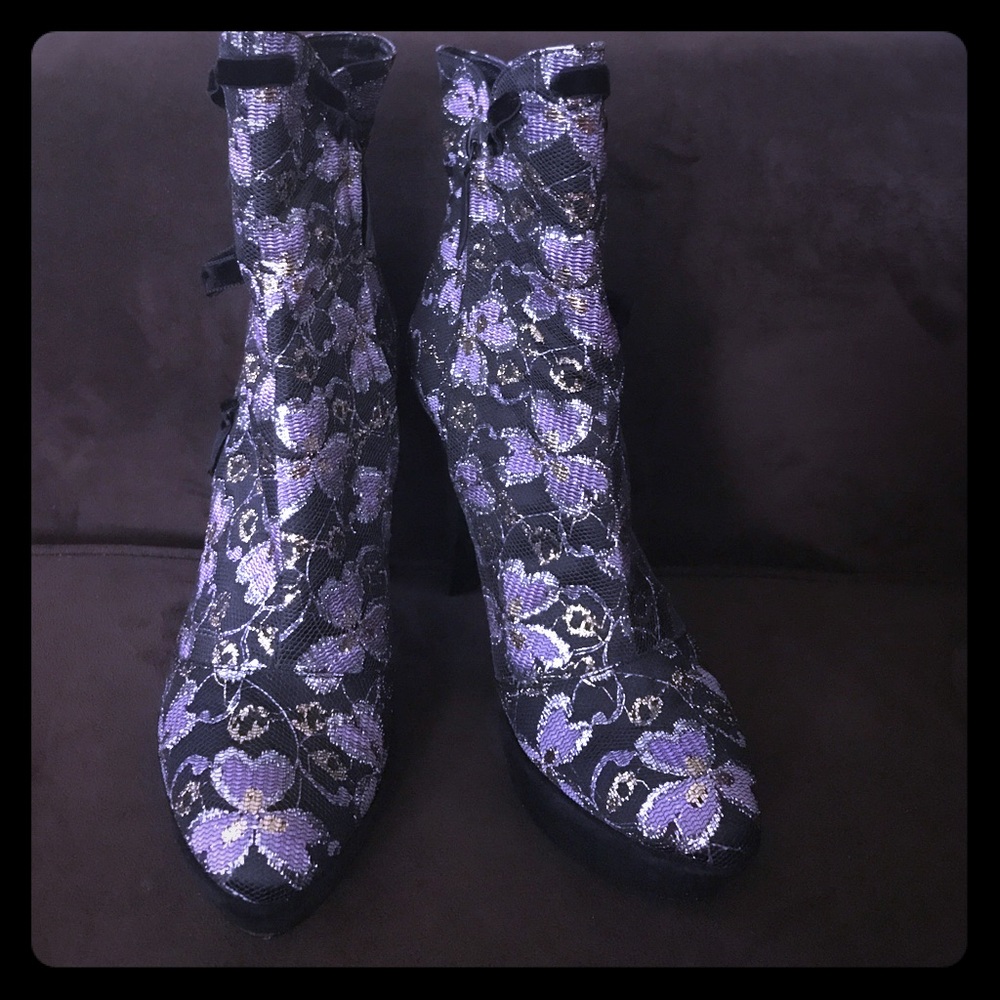 Casadei Brocade Platform Bootie Boot 6.5