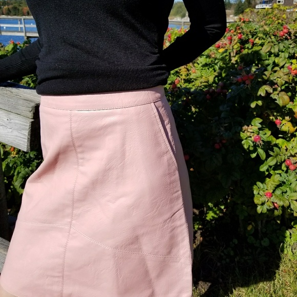 Vegan Leather Blush Pink Miniskirt - Picture 4 of 8