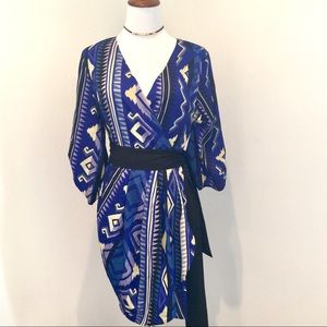 Yumi Kim 9-5 blue purple belted wrap dress M