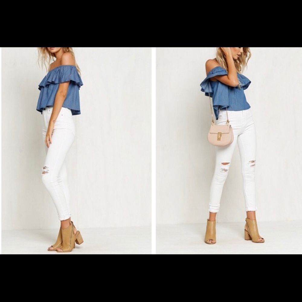 JUST IN 🌷 Denim Ruffle Top - Picture 4 of 7