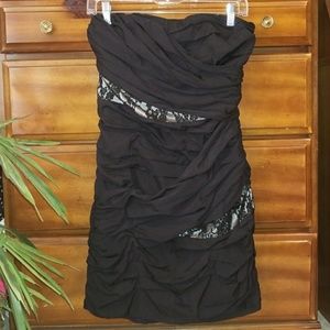 Strapless ruched black Express dress size 8