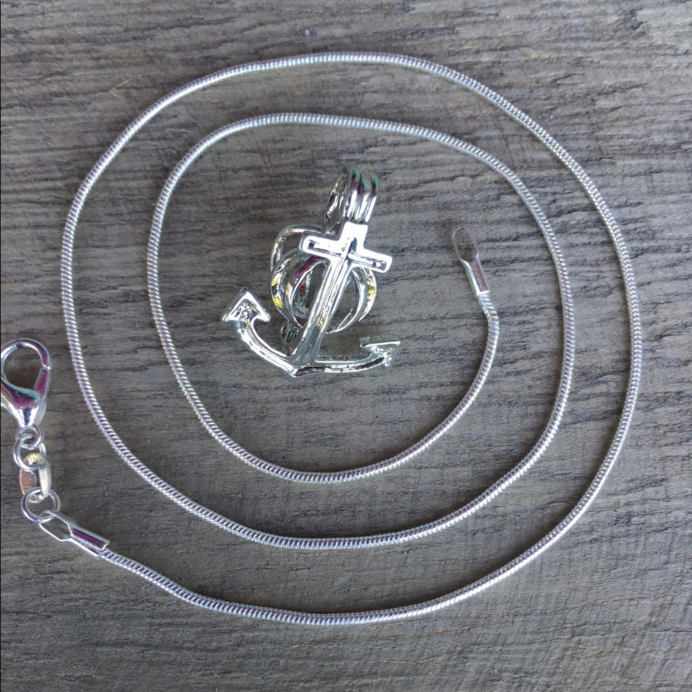Anchor Pearl Cage Necklace