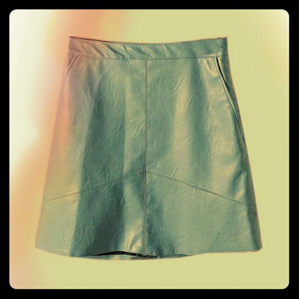 Vegan Leather Sky Blue Miniskirt