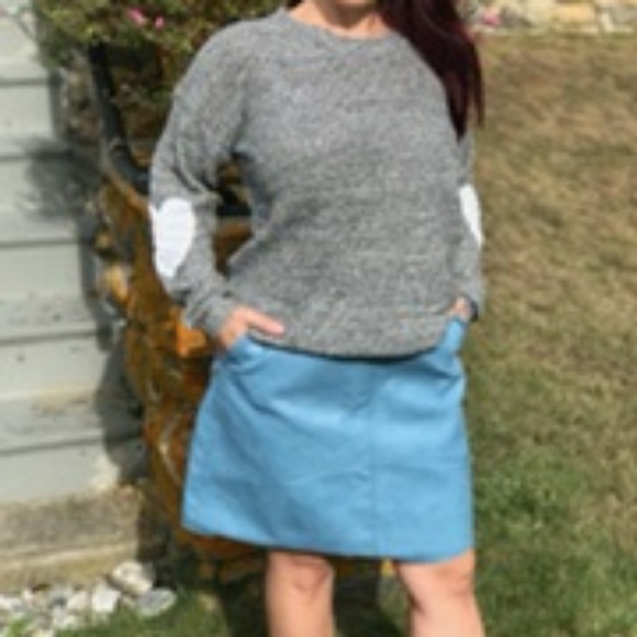 Vegan Leather Sky Blue Miniskirt - Picture 2 of 8