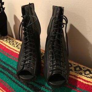 Black peep toe booties