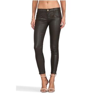 Current/Elliott- The Soho Zip Stiletto waxed denim