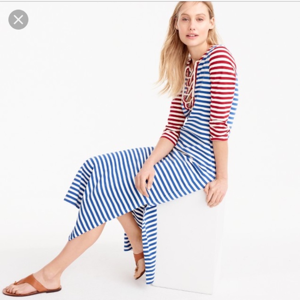 J. Crew striped lace-up dress