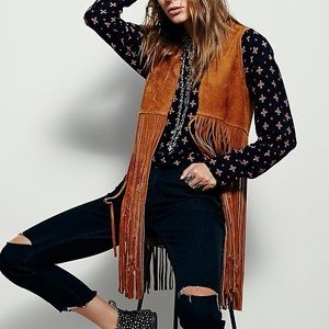 Free People Wild West brown fringe vest