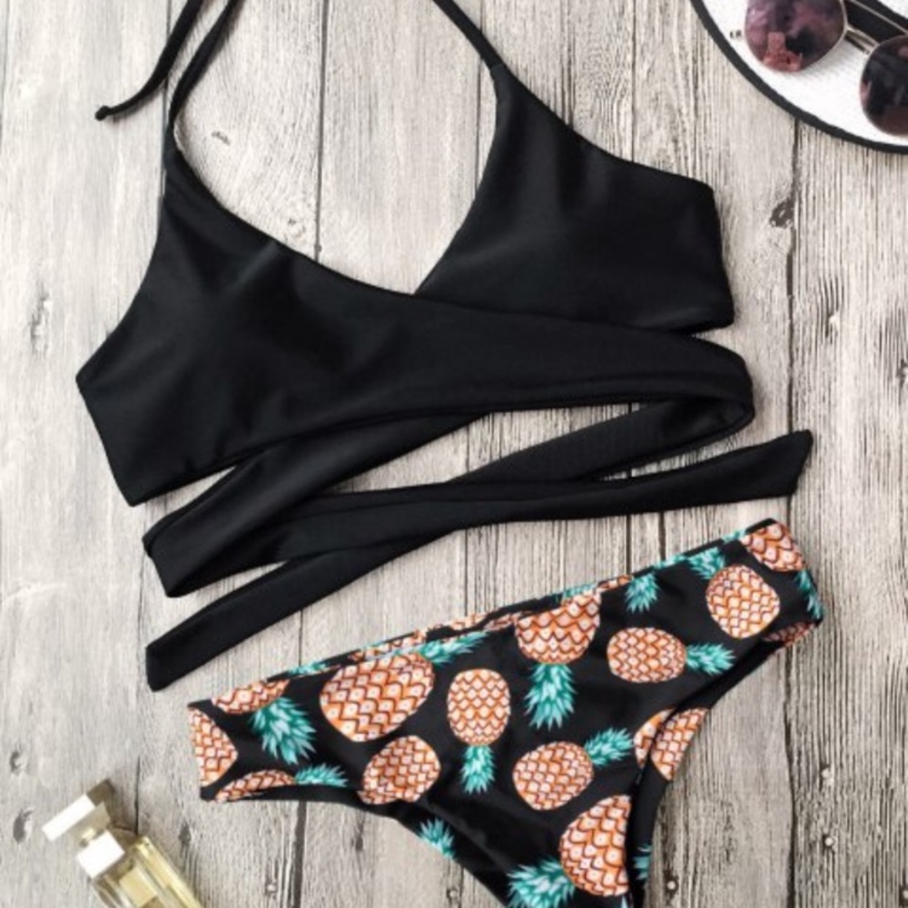 NWT: Strappy pineapple bikini top and bottom