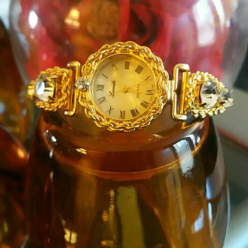 Rhinestone/ gold rope, chain watch
