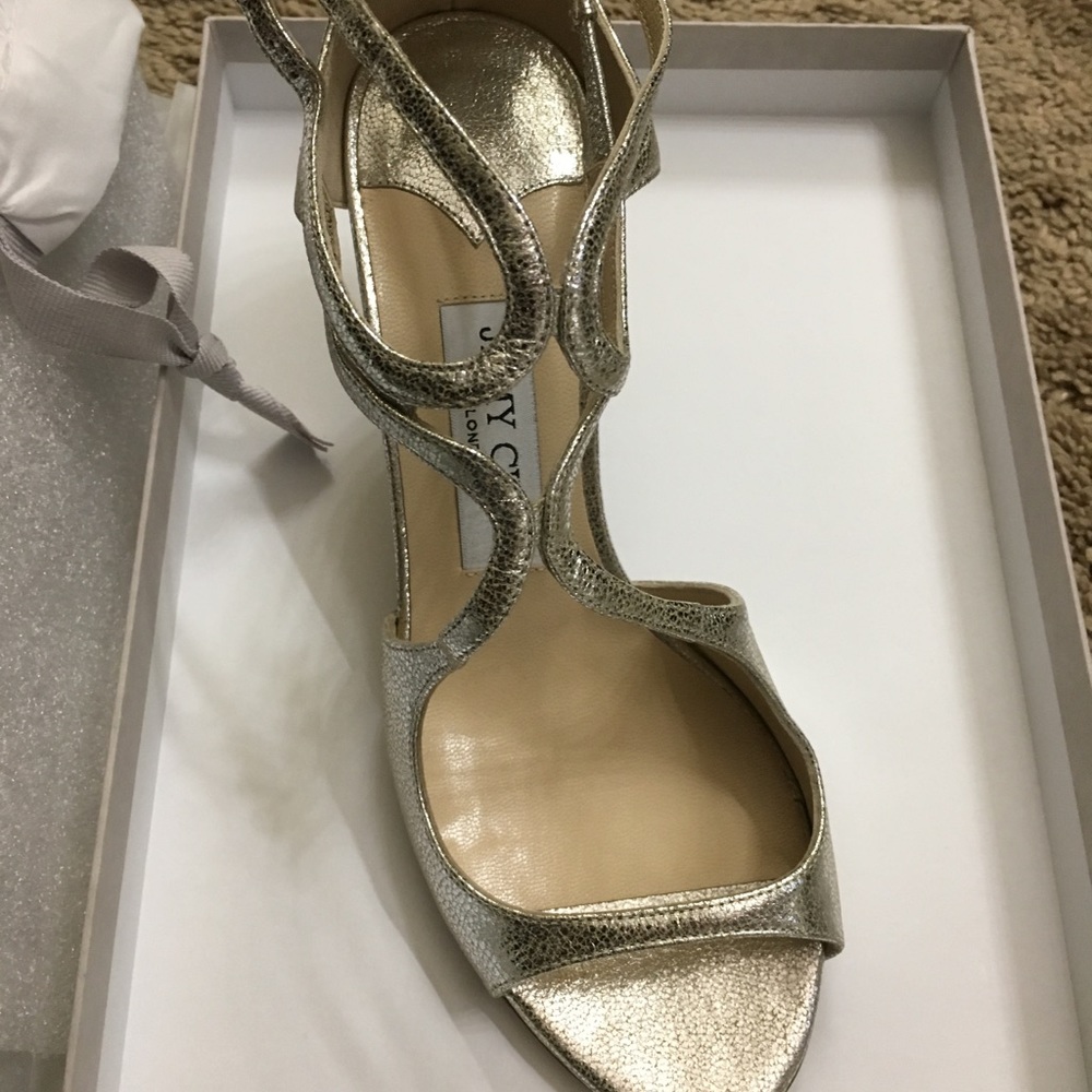 Jimmy Choo goldtone sandal heels