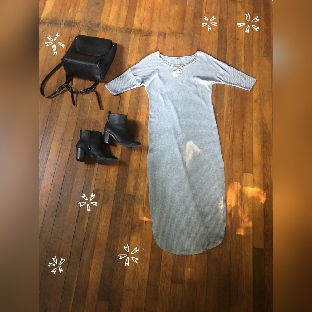 Grey Side Slit Dress