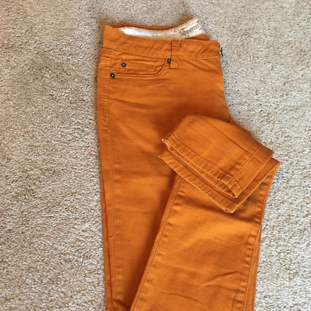 Burnt Orange Long Skinny Jeans Size 3
