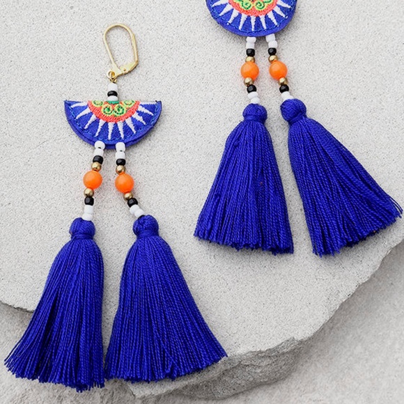 Lulus Jewelry - SHASHI DELANEY BLUE TASSEL EARRINGS