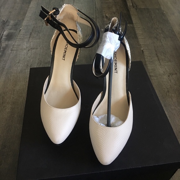 New Bone and Black Heels - Picture 2 of 5