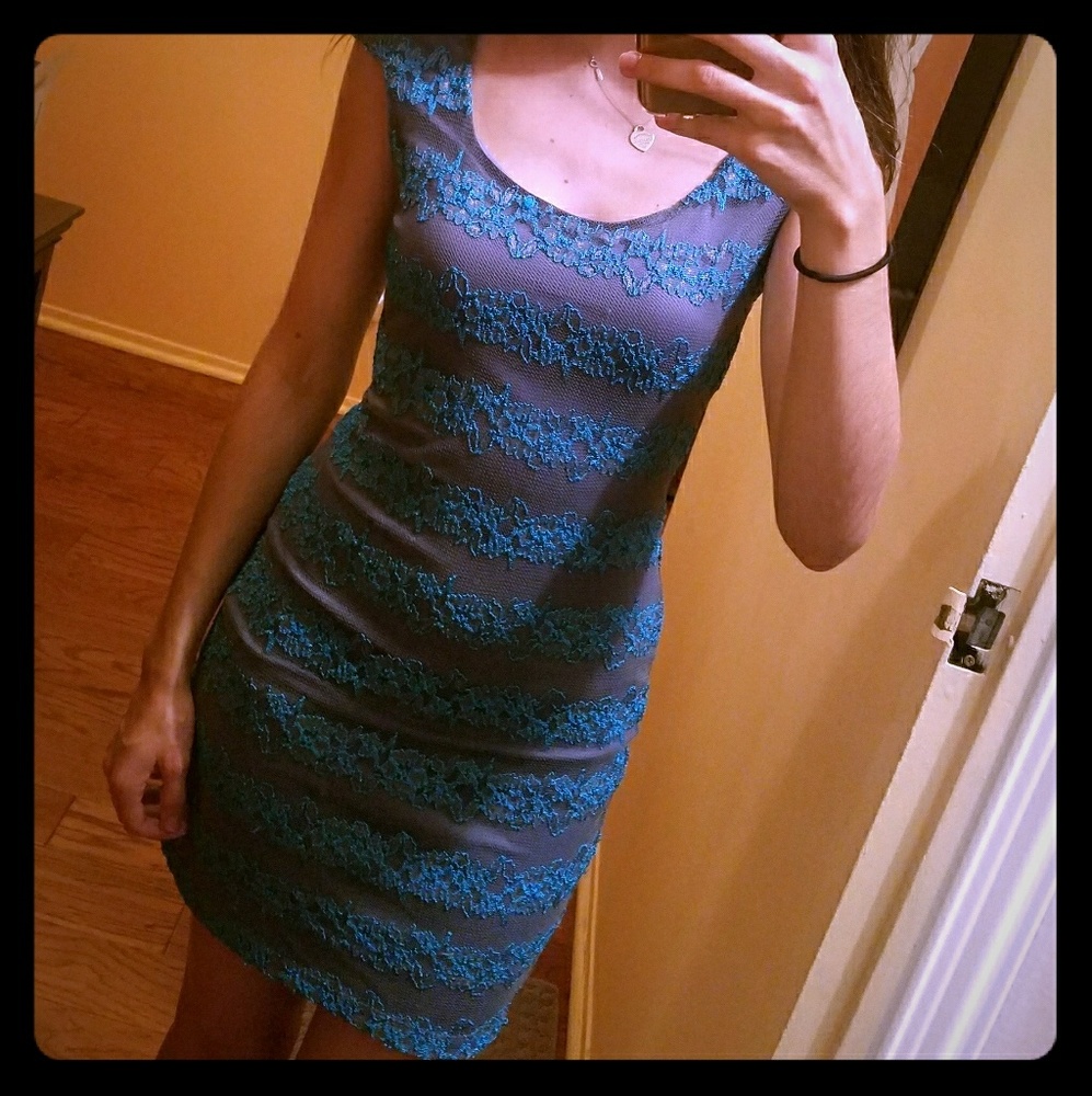 Gray and Blue Mesh Dress