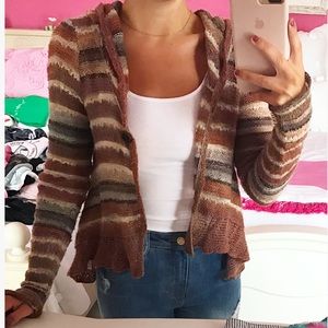 Free People Cropped Hooded Open Sweater