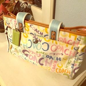 Coach Shoulder Tote with Coach written print