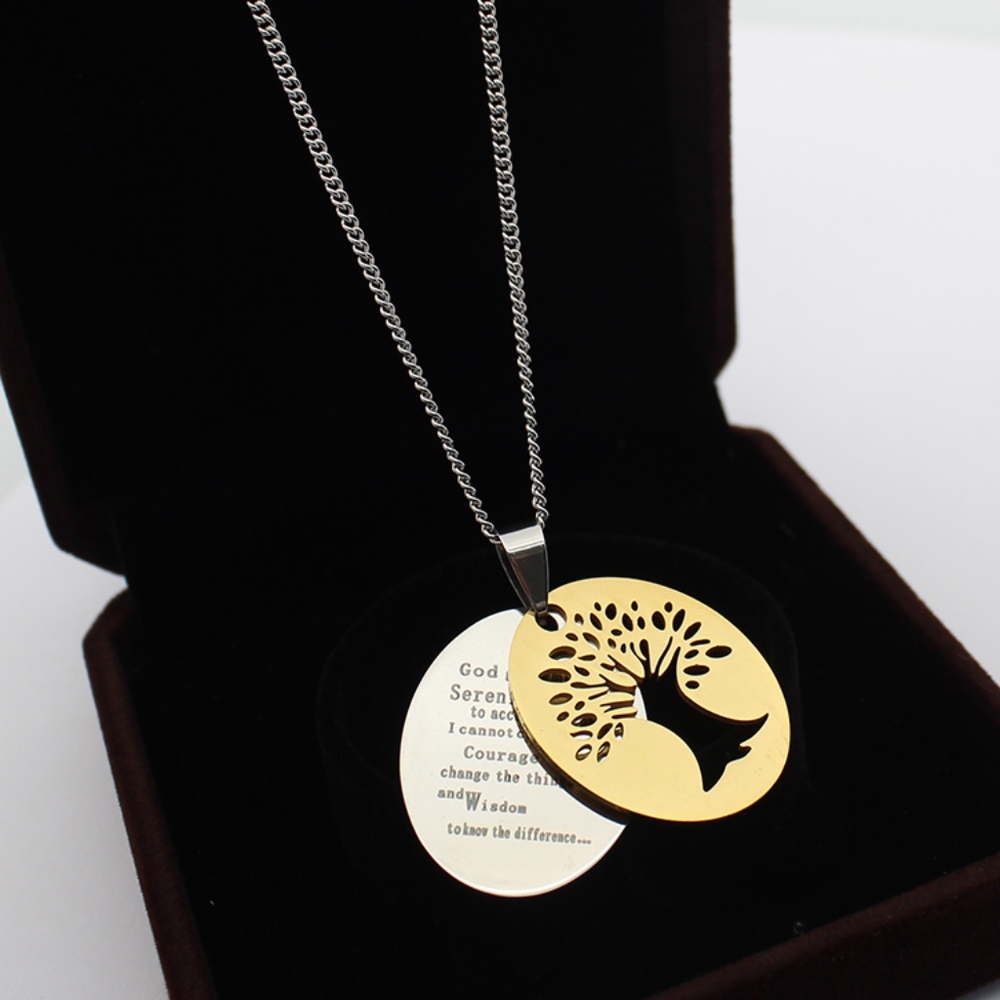 Serenity Prayer Pendant w/ TREE Cut-Out (2) Charm