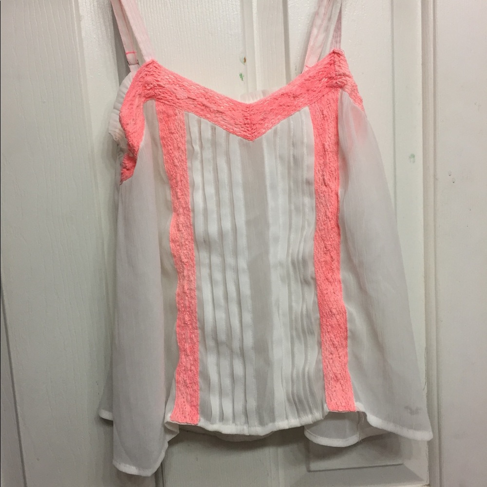 Hollister Sheer White with Neon Pink Tank