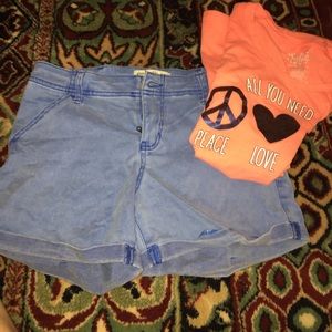 Justice top and a/f shorts size 12