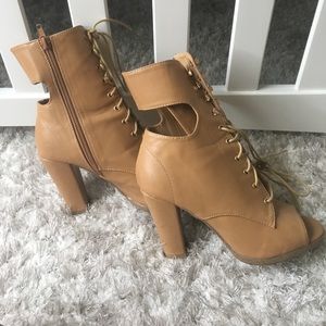 Tan heel booties