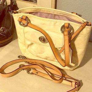 Cream Coach Patent Leather Shoulder Bag - Small