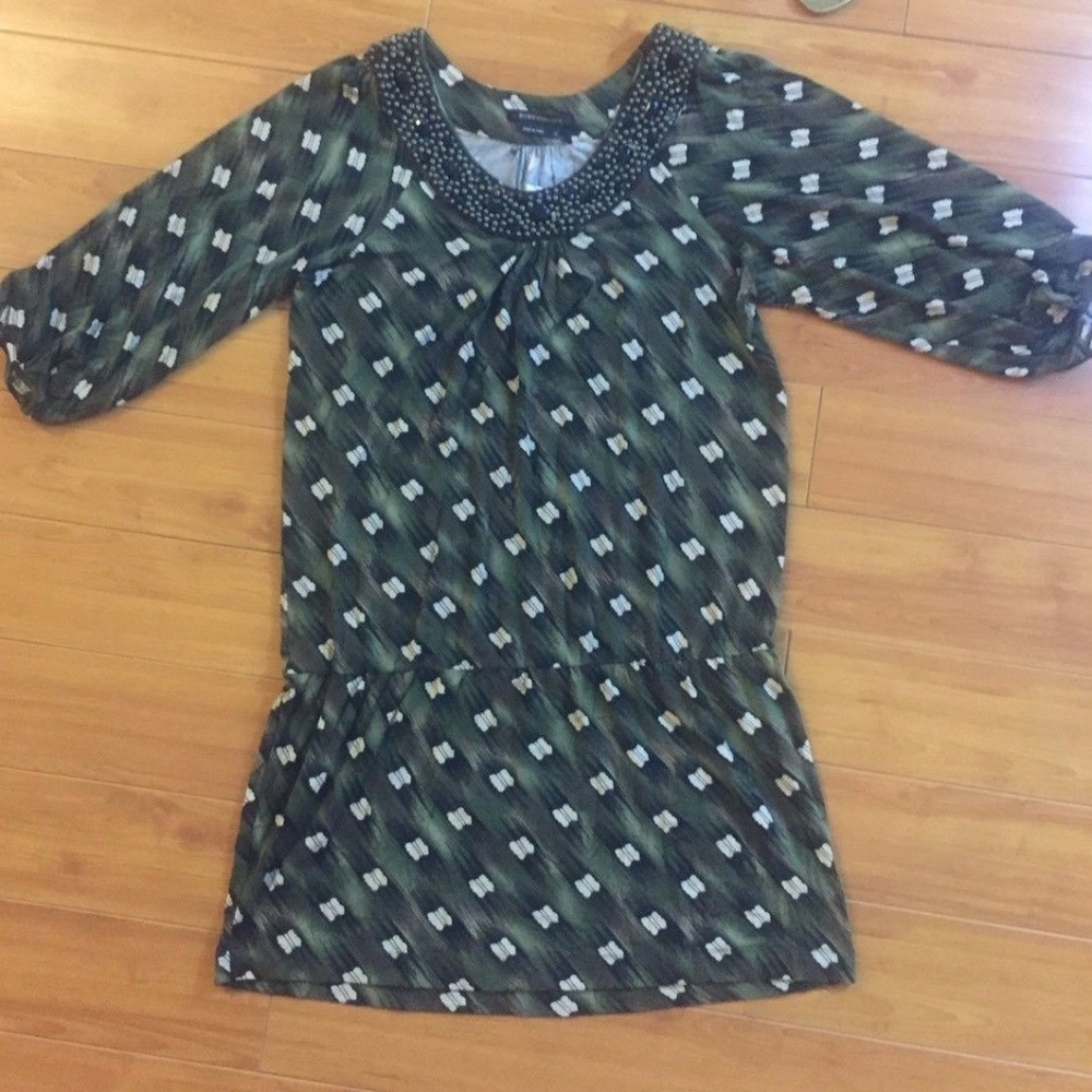BCBG Maxazria Beaded Tunic Dress XL Top Beaded