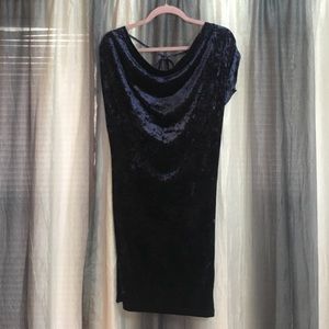Navy Blue velvet off the shoulder dress
