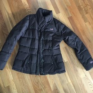 brown down hollister coat