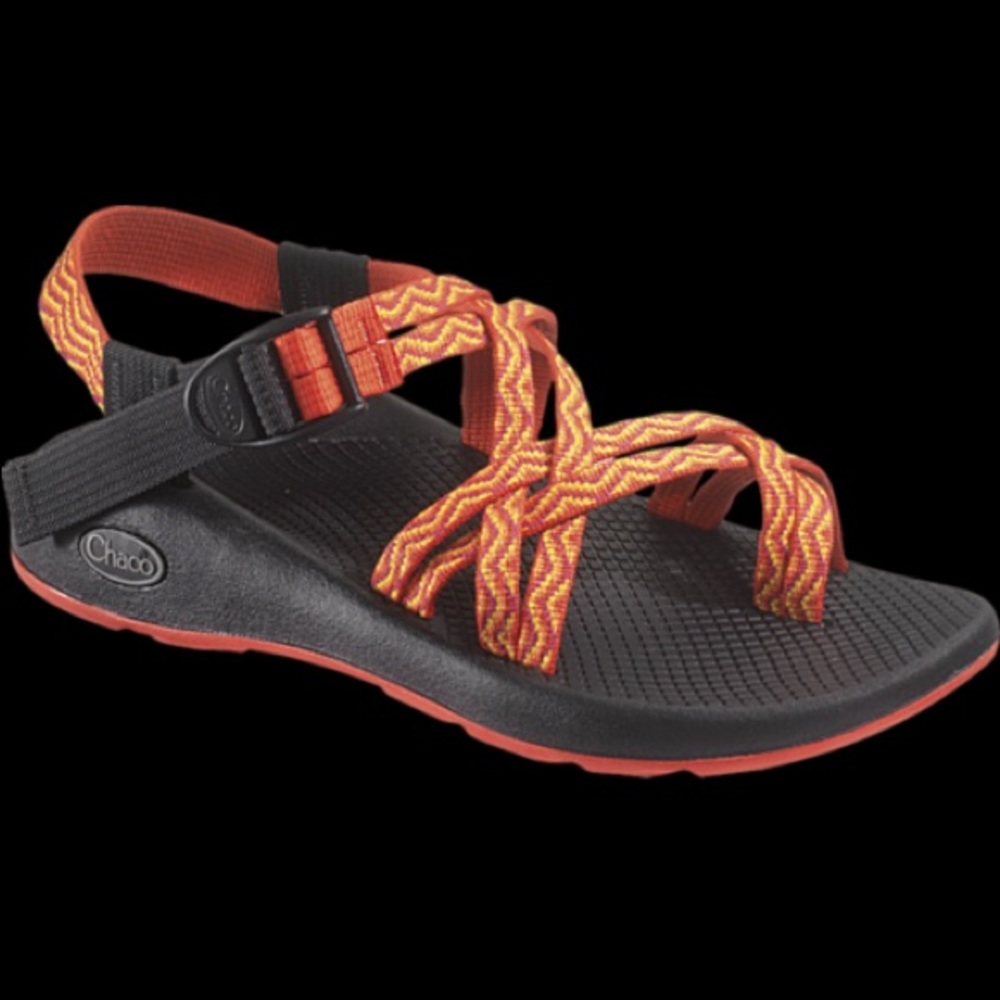 orange double strap toe chacos