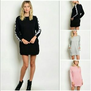 LONG TIE SLEEVE SWEATSHIRT DRESS