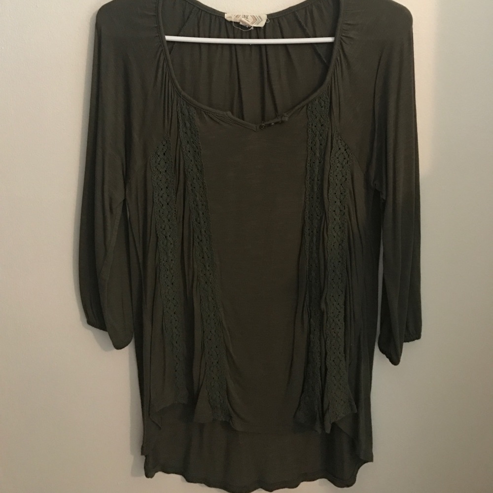 Pink Rose Army Green Blouse
