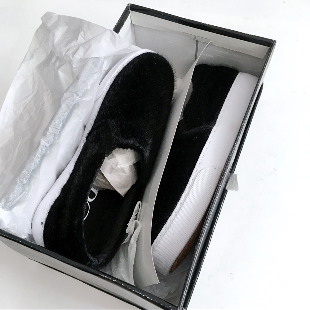 Modern Rebel black faux Pony hair slip on sneaks - Picture 6 of 8